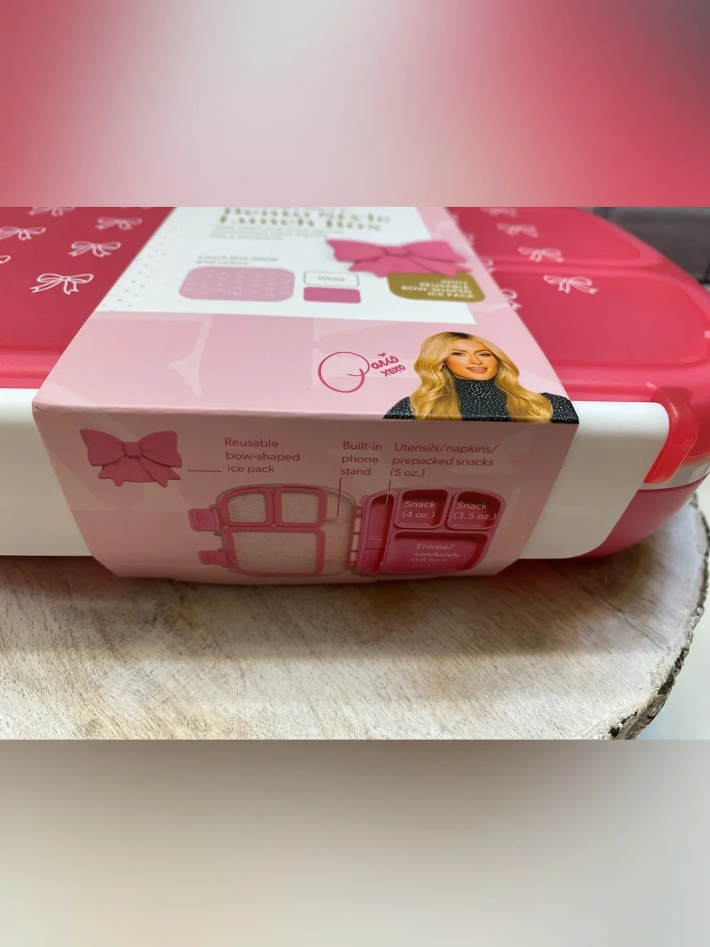Paris Hilton ❤️Bow Bento style Lunch Box WITH REUSABLE BOW-SHAPED ICE PACK New
